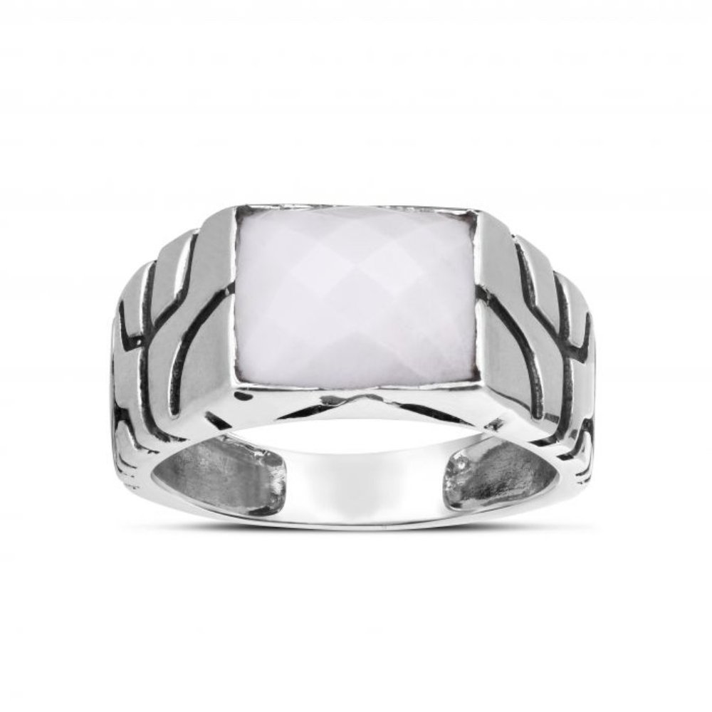 Sterling Silver White Agate Nugget Ring